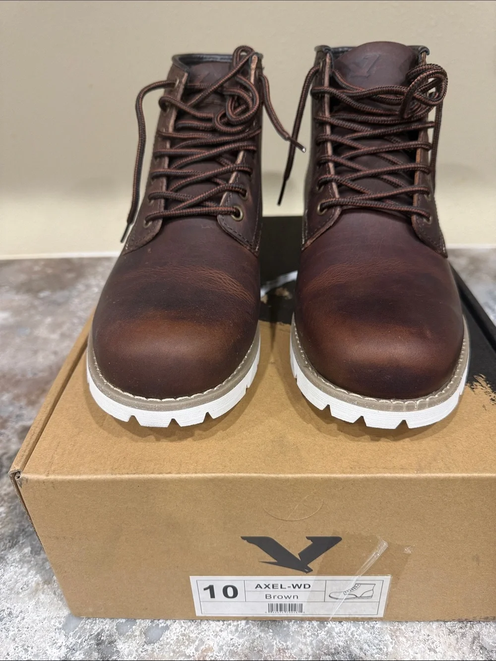 Brown Men's Chukka Boots - Rugged Leather with White Lug Sole